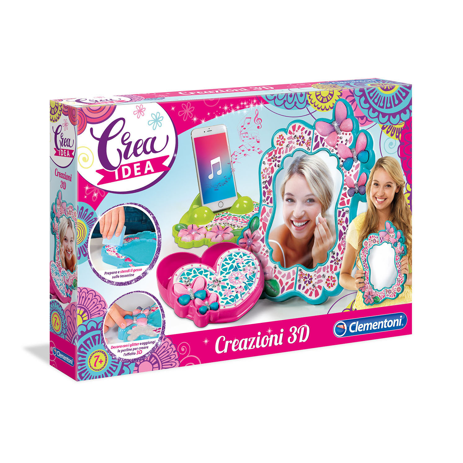 Clementoni Crea Idea - Kit Fai Da Te Per Bambini 6+ - Decorazioni Rimovibili Con Colori Madreperla E Colla Vinilica - Multicolore, 18536 - 5