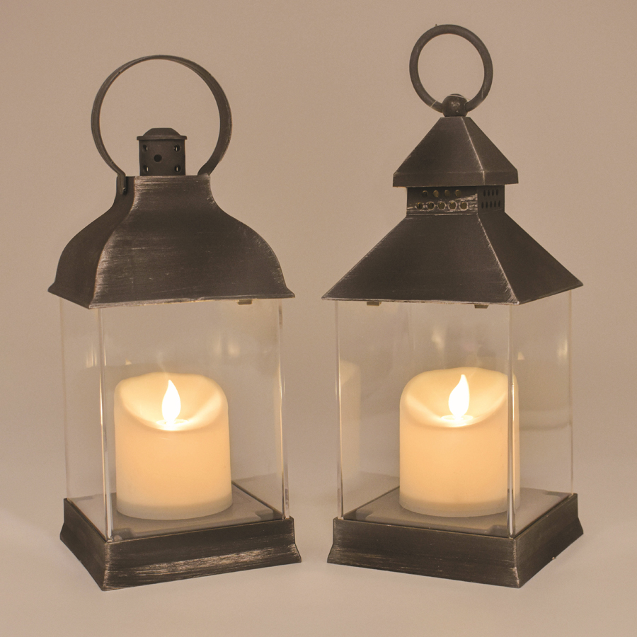 Lanterna Commemorativa Con Candela LED – Bianco Invecchiato – 28x10,2x10,2 Cm – Sempre Nel Nostro Cuore