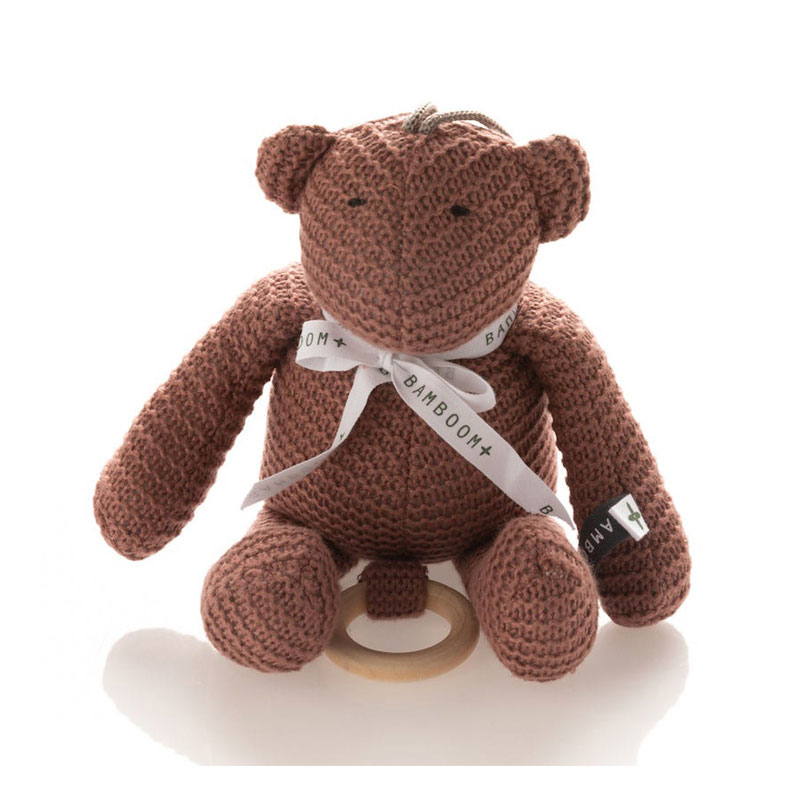 Fehn mini carillon cane NATUR - peluche e aiuto al sonno con cotone da coltivazione biologica - melodia: Buona luna - giocattolo per neonati e bambini da 0+ mesi