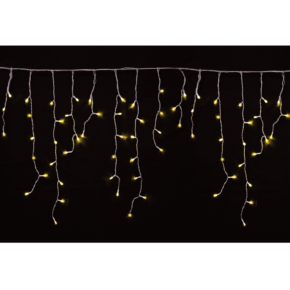 Tenda Luminosa Stalattite 5x1m – 182 LED Bianchi, Cavo Bianco, Memory Controller Con 8 Giochi Luce, IP44