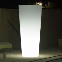 Immagine di Vaso da Esterno Illuminato Euro3Plast Kube Light 50cm Bianco 
