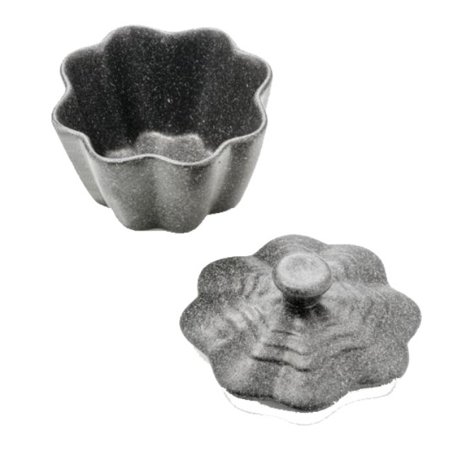 Immagine di Mini Cocotte a Fiore in Stoneware con Coperchio Brandani - Ceramica Antiaderente