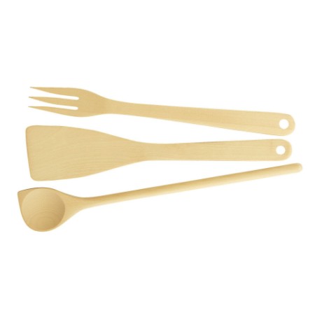 Immagine di Set 3pz Cucchiaio Spatola Forchettone Woody 