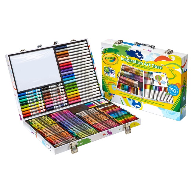 Valigetta arcobaleno 140 pezzi con pennarelli pastelli e matite