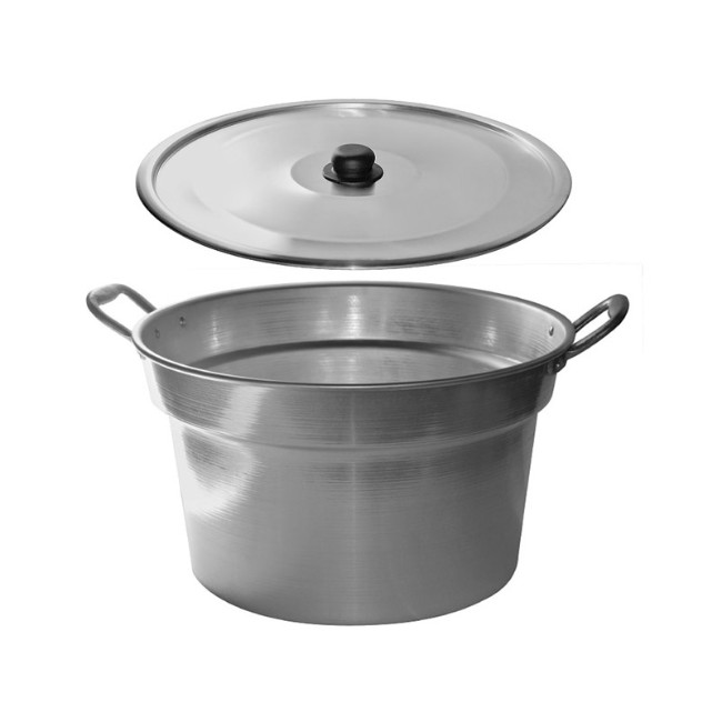 Pentola Acciaio Inox 70 Litri Con Coperchio - Diametro 45 Cm, Adatta A Gas E Fornelli Elettrici (non Induzione) - Campeggio E Grandi Eventi
