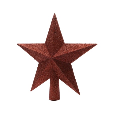 Puntale Albero Natale 19cm Infrangibile Stella Glitter Rosso