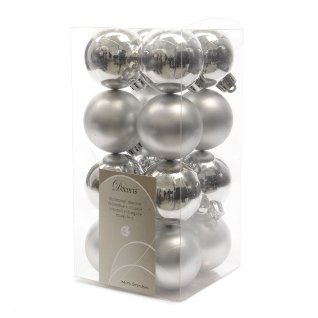 Immagine di 16 Palline Natalizie 40mm Infrangibili Argento