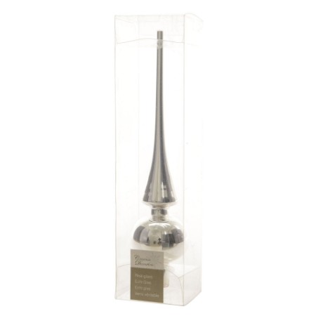 Puntale Albero Natale 26cm in Vetro Argento