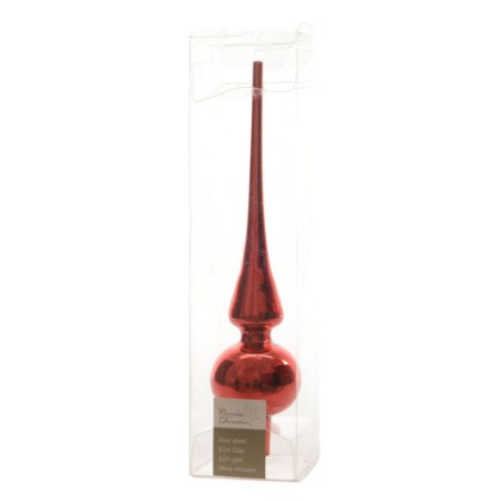 Puntale Albero Natale 26cm in Vetro Rosso
