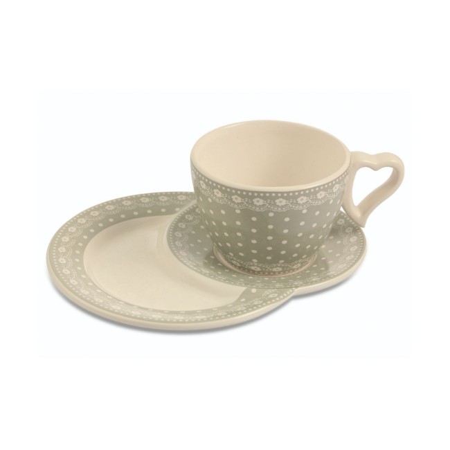 Immagine di Pois Set Tazzone con Piattino Grigio 
