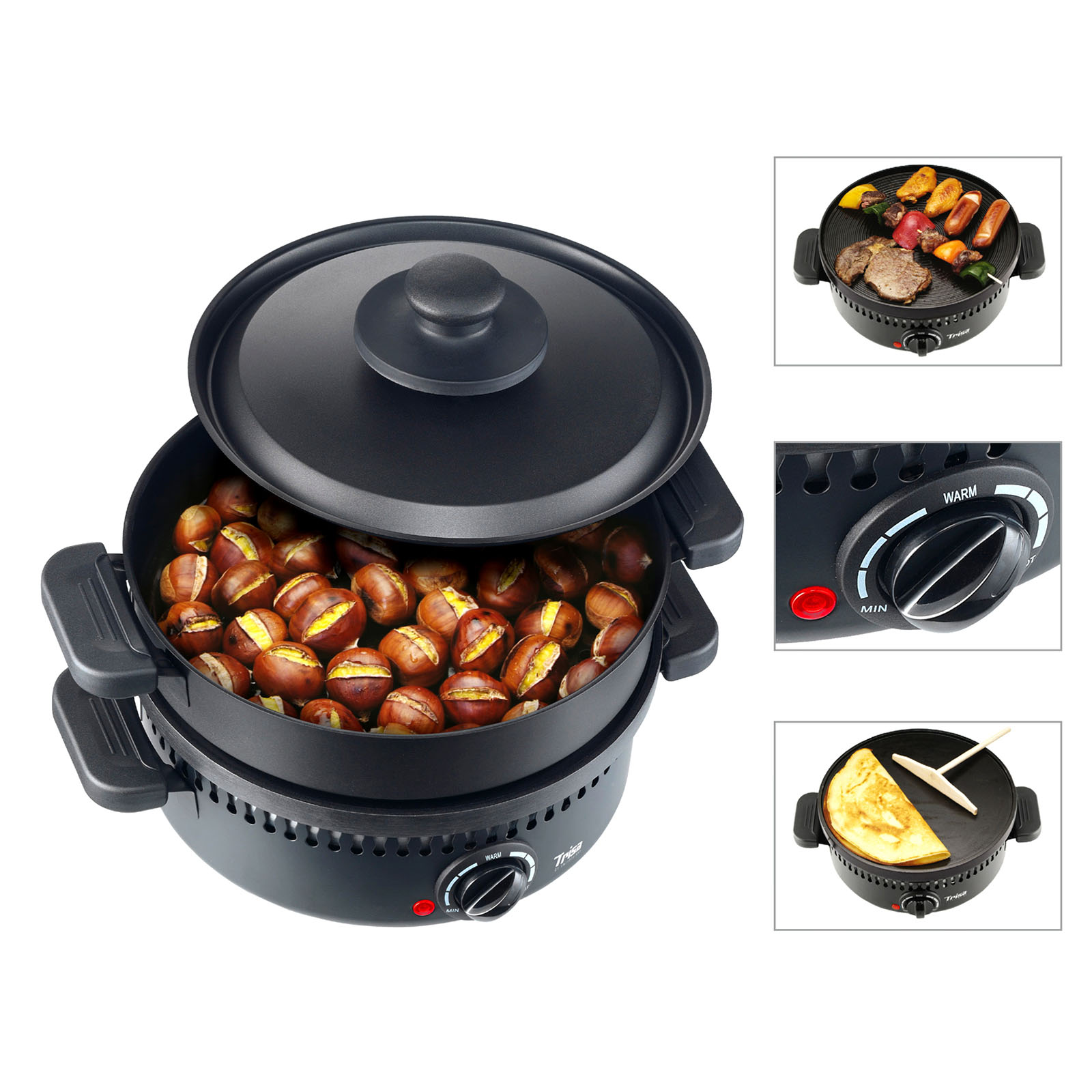 Prinz Variogrill 3-in-1 Sandwichmaker - 760W Mit 4 Wechselbaren Platten