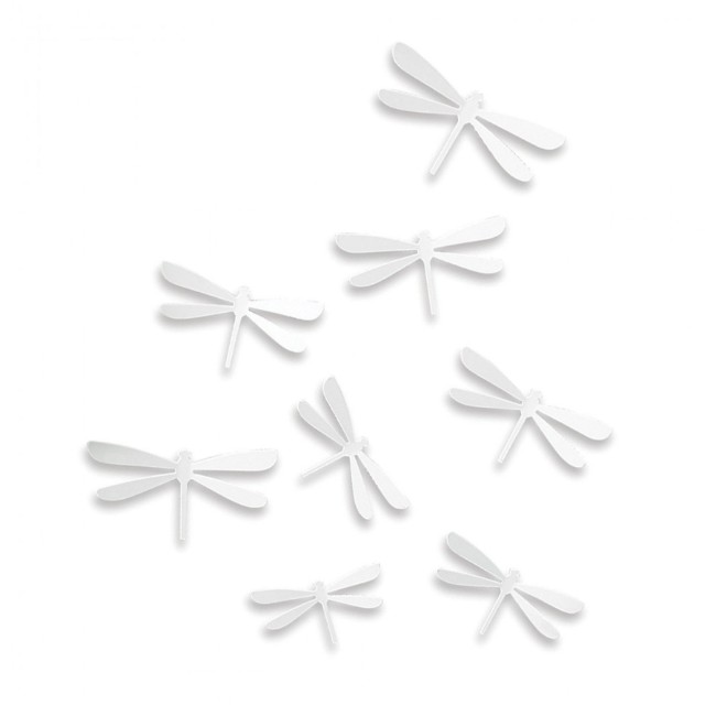 Immagine di Wallflutter Set 8 Libellule Bianche Decorazione da Parete 