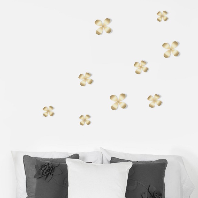 Immagine di Wallflower Set 9 Fiori Decorazione da Parete Ottone 