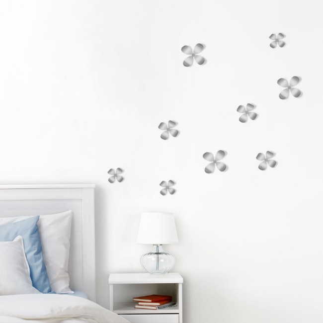 Immagine di Wallflower Set 9 Fiori Decorazione da Parete Nickel 