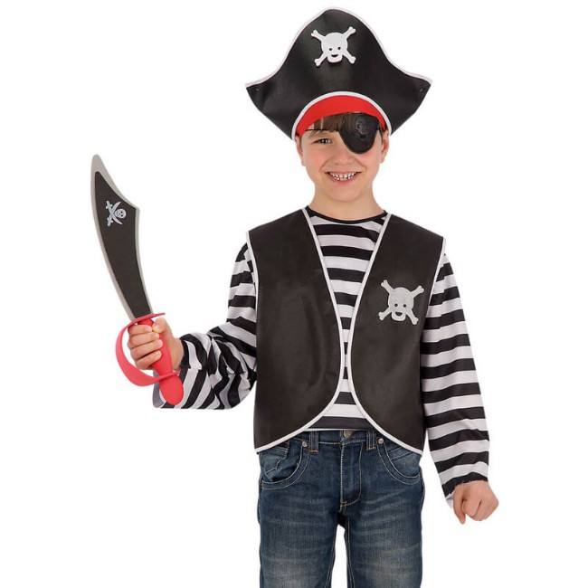Set Pirata Bambino Gilet, Bandana, Cappello e Benda Carnival Toys in offerta da