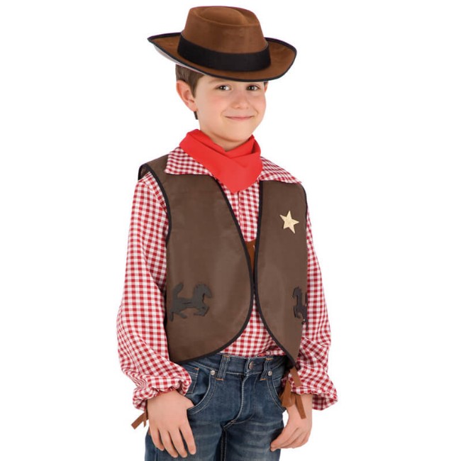 Immagine di Set Cow-Boy Bambino Gilet, Cappello e Fazzoletto 