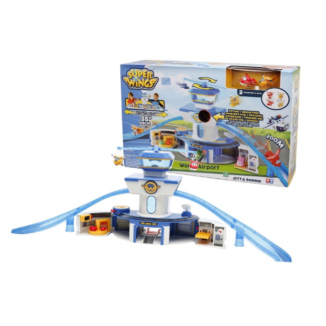 Immagine di Super Wings UPW06000 Set Gioco Torre di Controllo con Luci e Suoni con Personaggi Jett e Donnie 