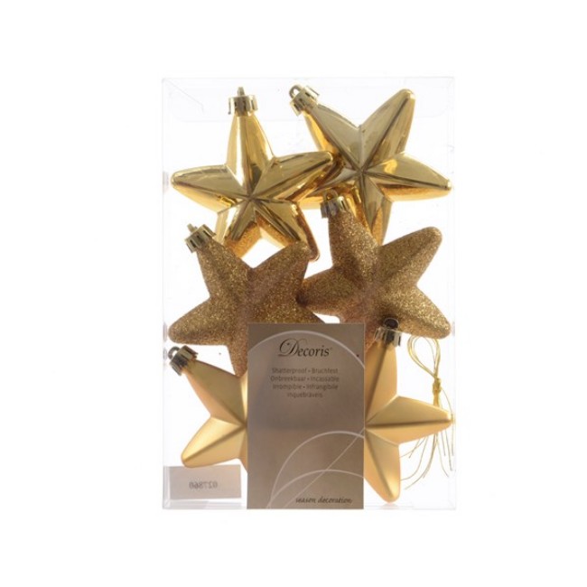 Immagine di 6 Stelle con Decoro Glitter Oro 7.5cm 