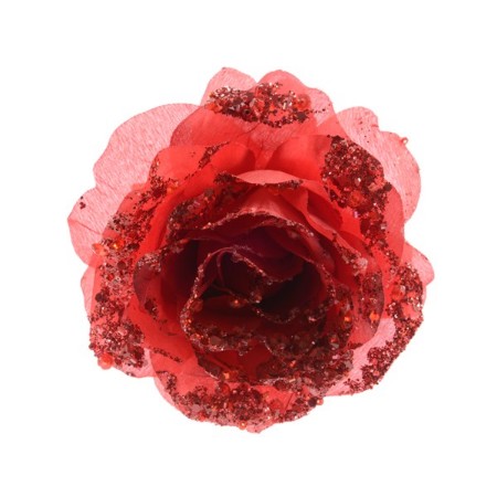 Immagine di Rosa con Clip 14cm Rossa
