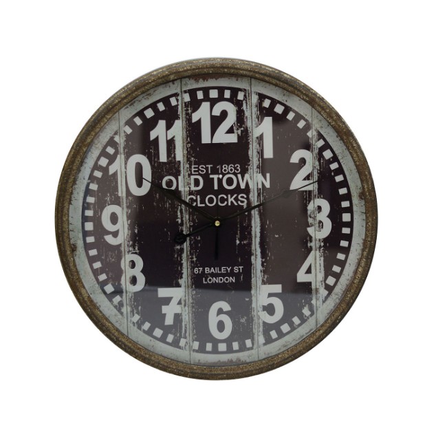 Immagine di Orologio Metallo Nero Industrial Rusty Tondo Ø48cm 