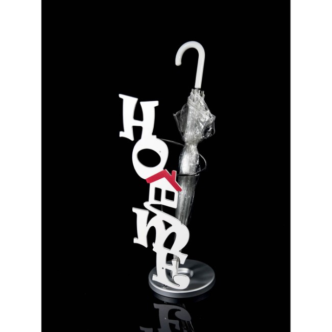 VidaXL Portaombrelli Welcome In Acciaio Bianco, Con Vaschetta Raccogligocce Estraibile, 15,5x15,5x48,5 Cm