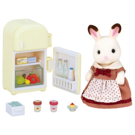 Immagine di Sylvanian Families 5014 Chocolate Rabbit Mother Set Mamma Coniglio Cioccolato con Frigo