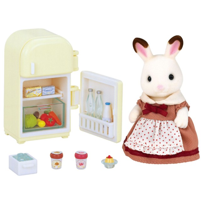Immagine di Sylvanian Families 5014 Chocolate Rabbit Mother Set Mamma Coniglio Cioccolato con Frigo
