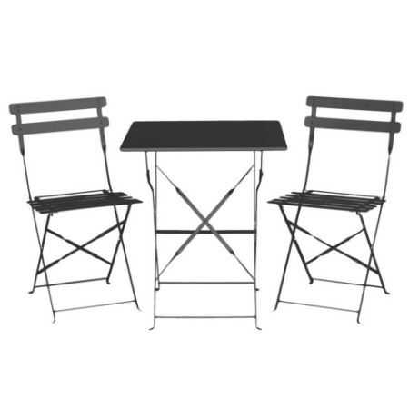 Immagine di Set Tavolo Rimini quadrato 60x60cm + 2 sedie pieghevoli Antracite 