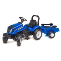 Falk Trattore Cavalcabile New Holland T6 con Rimorchio 
