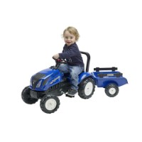 Falk Trattore Cavalcabile New Holland T6 con Rimorchio 