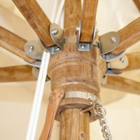 Immagine di Ombrellone con Finitura Inox 3x4m con Palo in Teak da 48mm - Verde