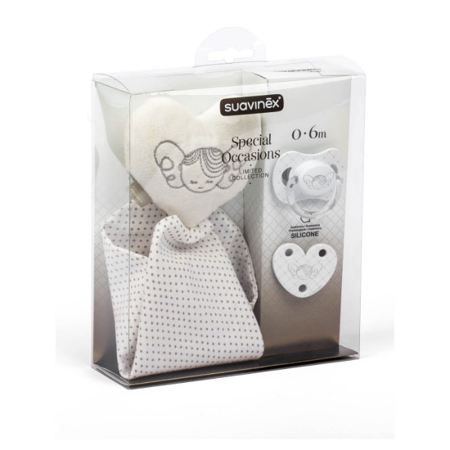 Immagine di White Set Regalo Succhietto + Clip + Doudou 