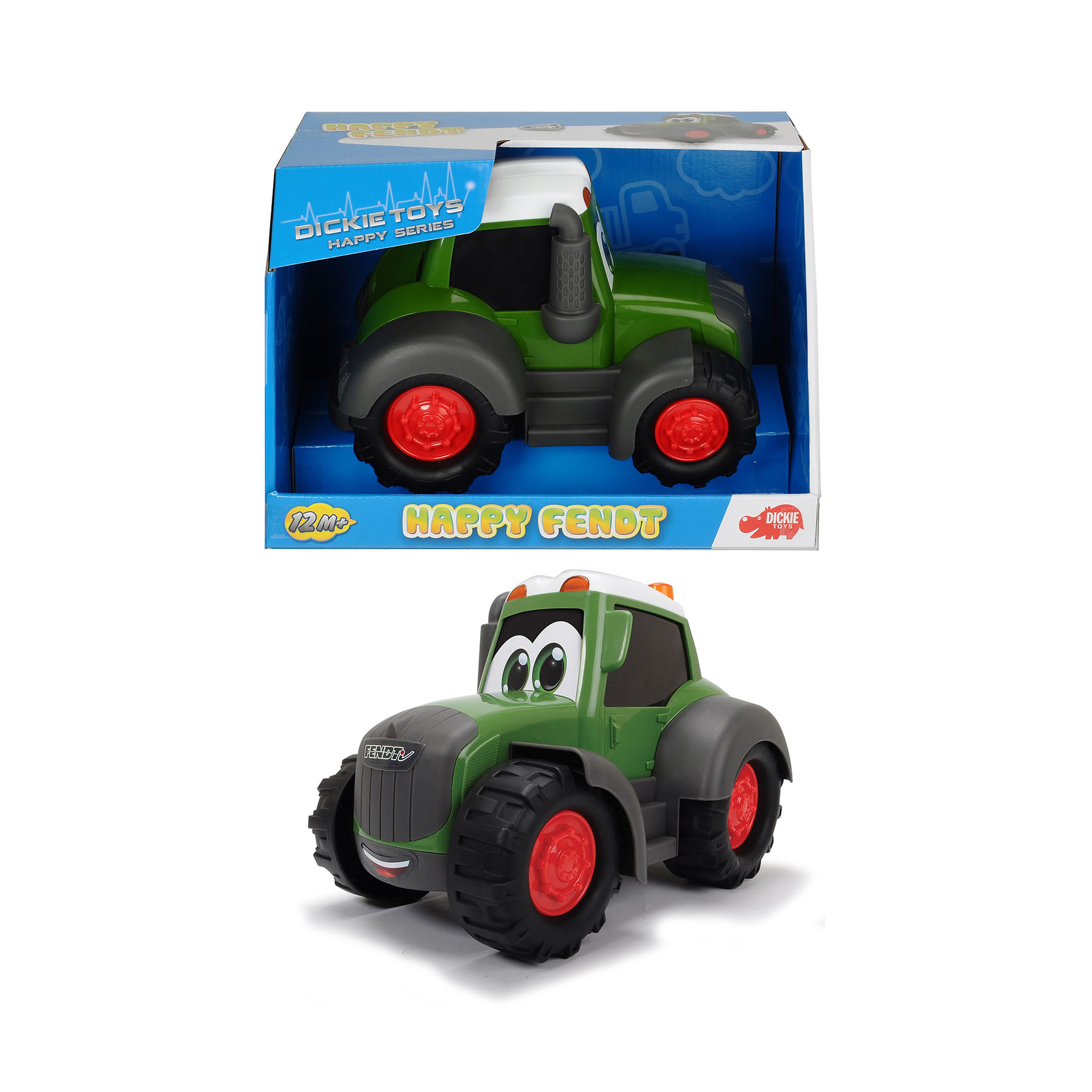 Dickie Toys Happy Fendt Tractopelle – Jouet Pelleteuse Licence Originale, Dès 1 An, Design Ergonomique Coloré