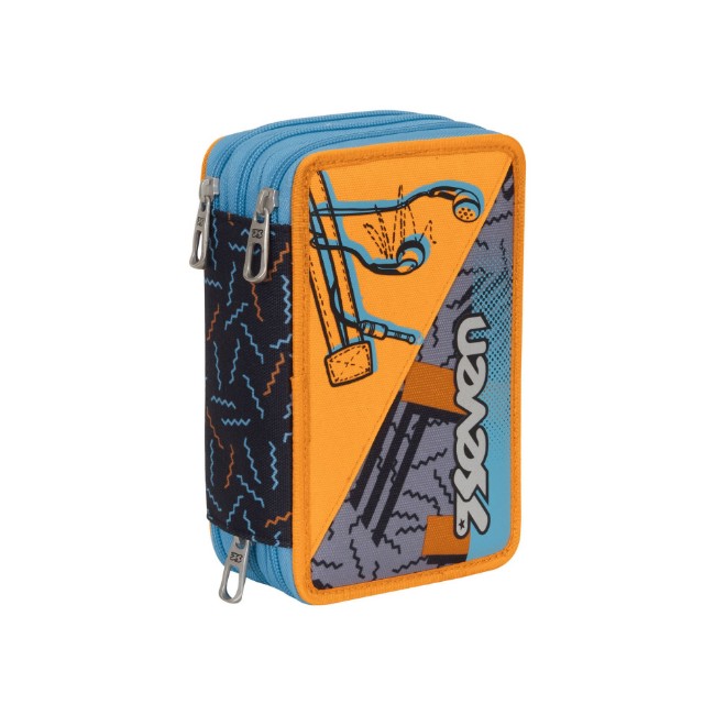 Seven Astuccio 3 Zip Con 44 Pezzi - Matite, Pennarelli, Colla, Forbice Per Scuola E Tempo Libero, Multicolore - Foto 8
