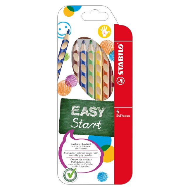 Immagine di Pastelli Easycolors L Ergonomici per Mancini (6 Pezzi) 