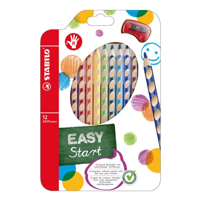 Immagine di Pastelli Easycolors R Ergonomici per Destrimani (12 Pezzi + Temperino) 