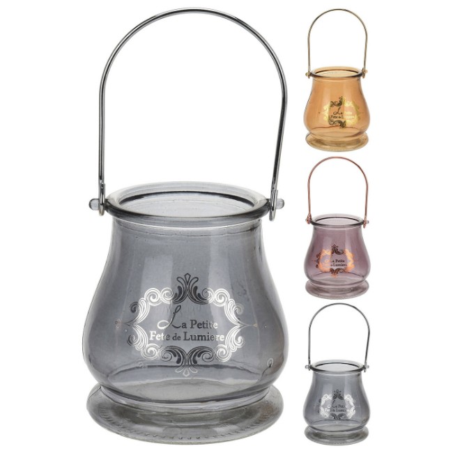 Immagine di Lanterna Vetro Porta Tealight 9x19cm