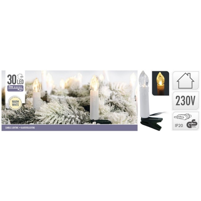 Immagine di Luci di Natale 30 Candele Led con Clip Luce Calda