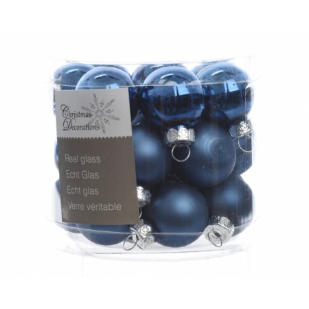 Immagine di 24 Palline Natalizie  25mm in Vetro Blu Notte