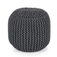 Immagine di Pouf Rotondo Bizzotto Tricot Grigio Scuro in Cotone Ø45 cm