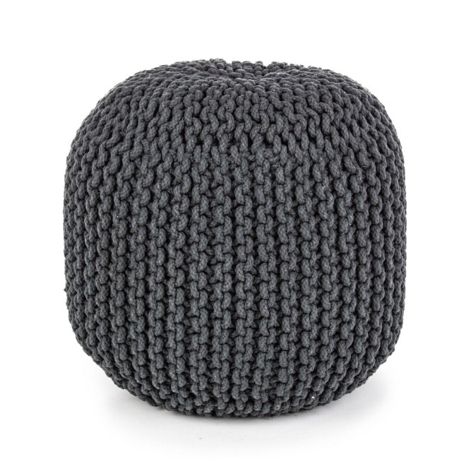 Immagine di Pouf Rotondo Bizzotto Tricot Grigio Scuro in Cotone Ø45 cm