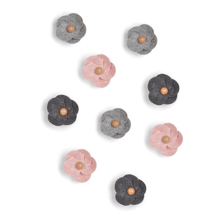 Immagine di Decorazione da Muro Fiori Feltro Set 9 pz 