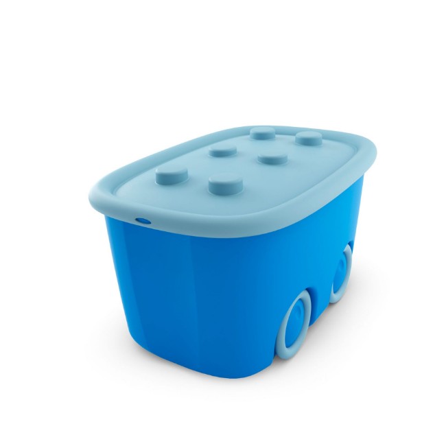 Immagine di Scatola Funny Box Azzurro con Ruote 58 x 38,5 x 32 cm