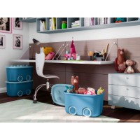 Immagine di Scatola Funny Box Azzurro con Ruote 58 x 38,5 x 32 cm
