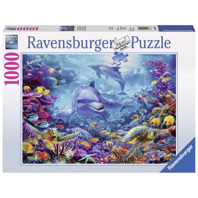 Puzzle 1000 Pezzi Per Adulti – Mondo Sottomarino Con Tartaruga E Corallo – 71x50 Cm Con Poster - 2