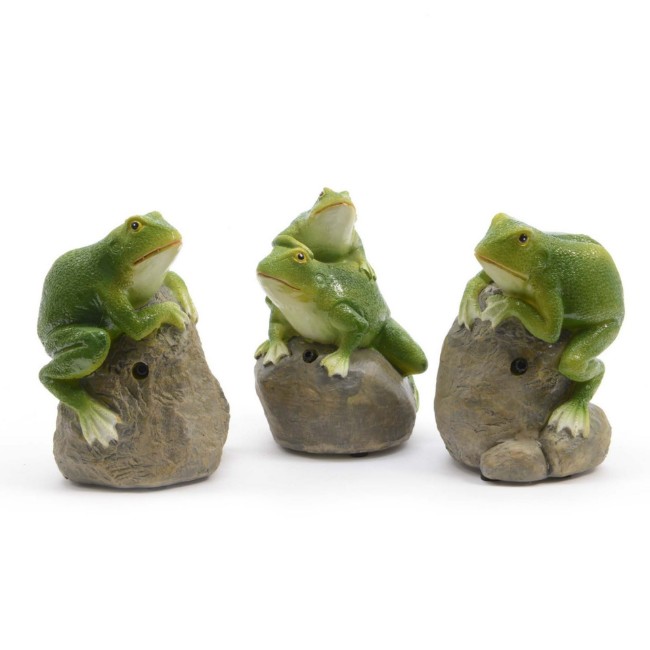 Immagine di Rana su pietra con sensore a batteria 11,5cm assortite 