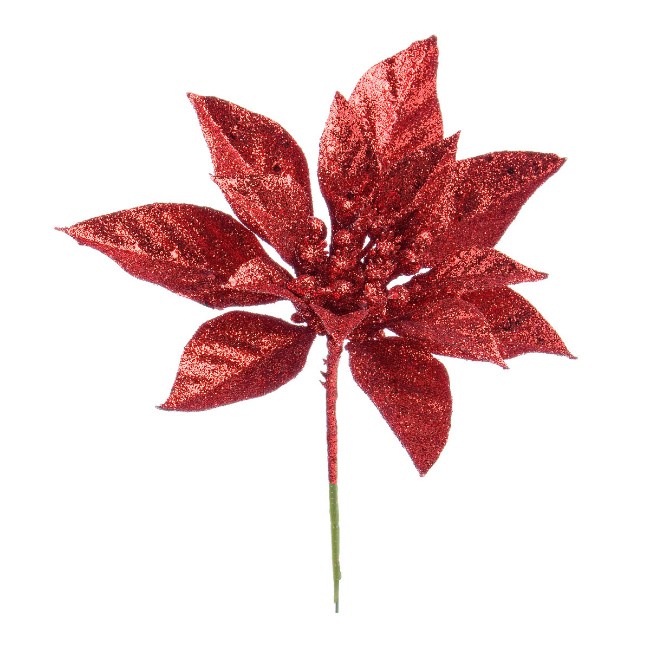Immagine di Pick Decorazione Floreale Stella di Natale Classica - Rosso