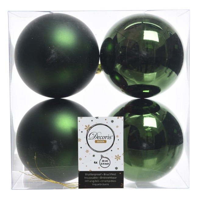 Immagine di 4 Palline Verde Pino - Decoro Natalizio