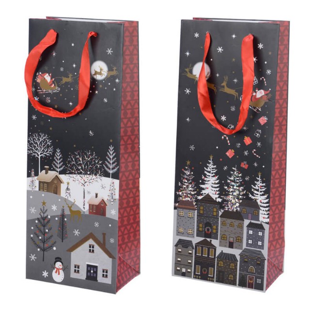 Immagine di Borsa Regalo Natale Lunga - Decorazione Nera