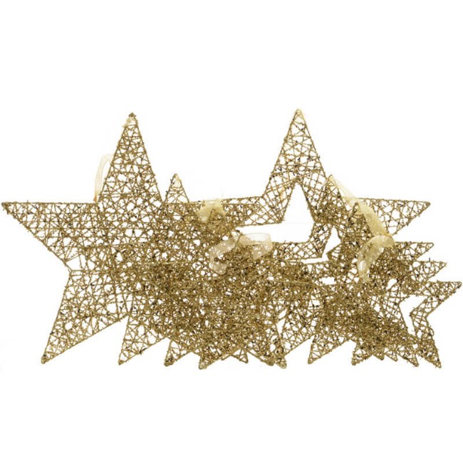 Immagine di Set 4 Stelle Assortite Oro - Decoro Natalizio 